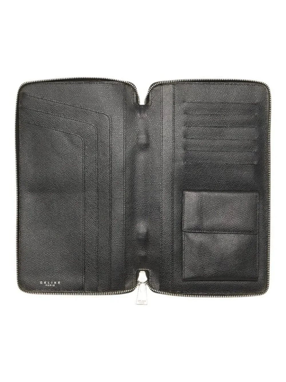 Celine Zip Around Wallet Second Black Leather